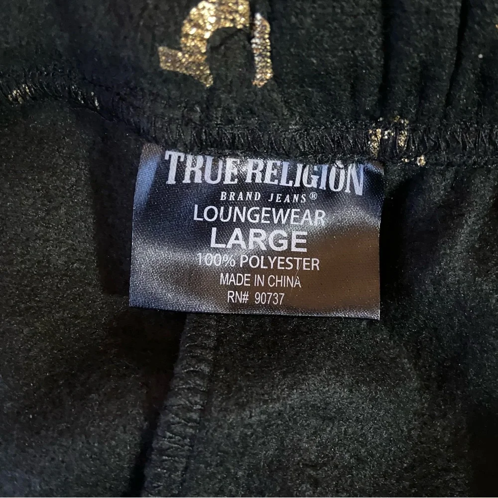 NWT True Religion Fleece Pajama Lounge Pants Black/Gold Unisex Comfy Size Large